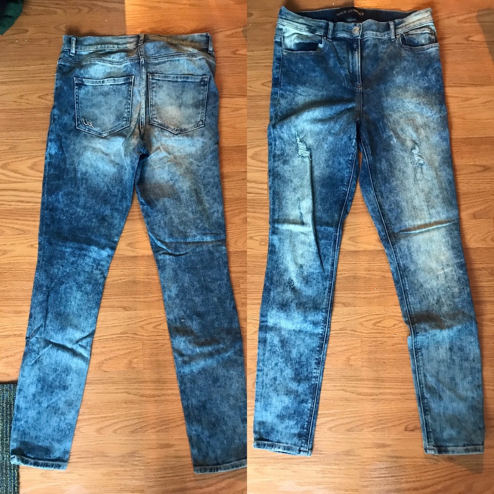 Express Destroyed Acid Wash Jean Leggings